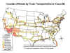 areas affected by transporting nuclear waste cross country